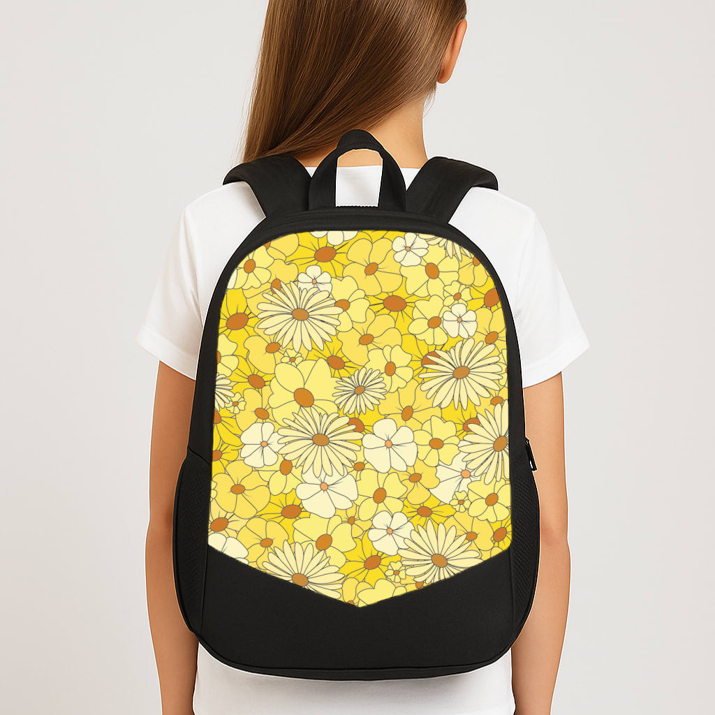Yellow Flower Pattern - Mothers Day Large School Bag