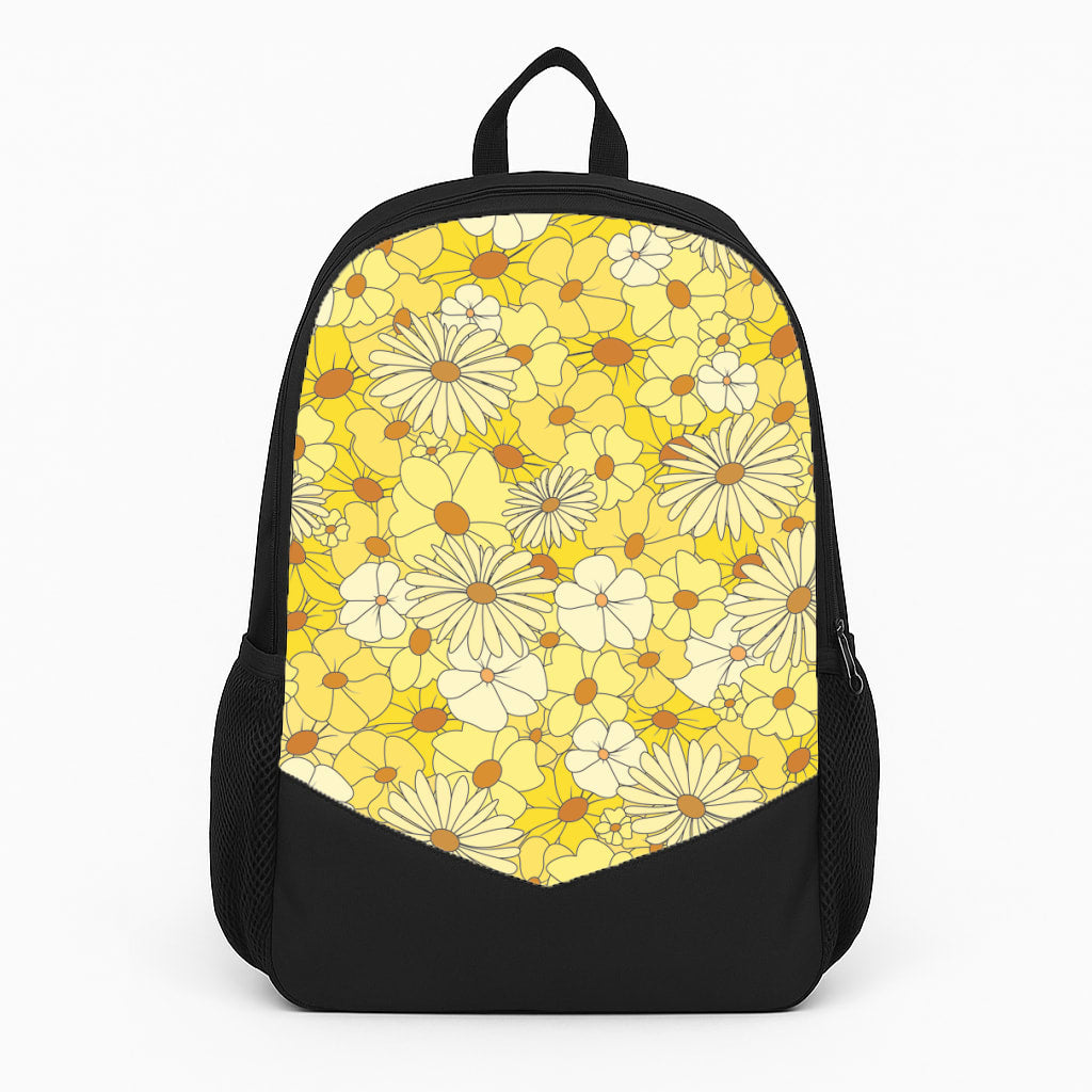 Yellow Flower Pattern - Mothers Day Large Backpack
