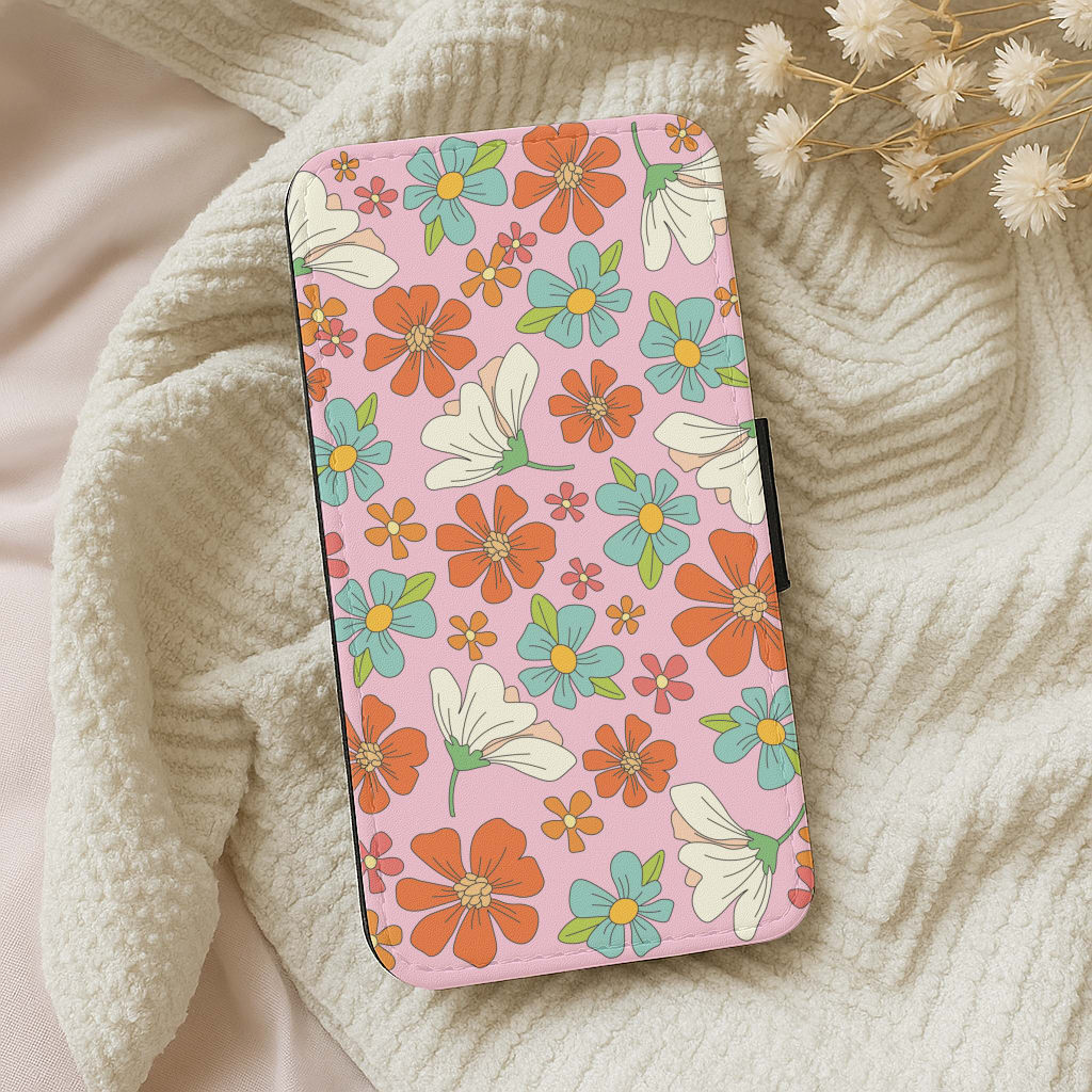 Pink Flower Pattern - Mothers Day Wallet Phone Case