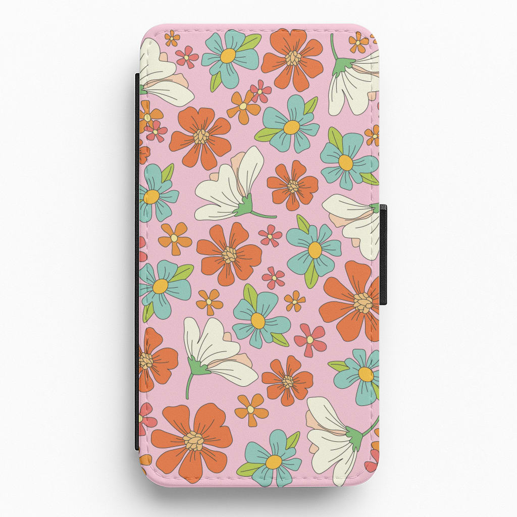 Pink Flower Pattern - Mothers Day Flip / Wallet Phone Case