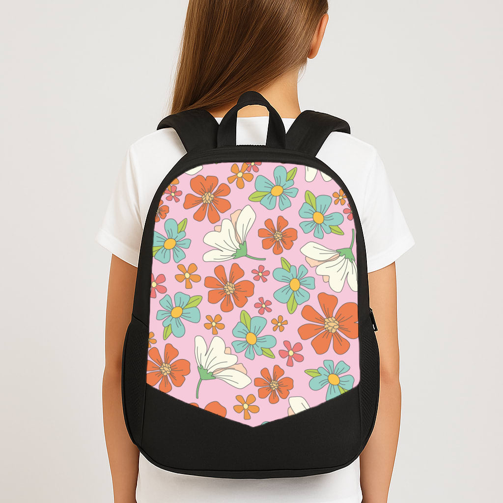 Pink Flower Pattern - Mothers Day Large School Bag