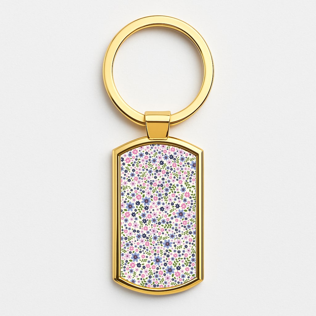 Floral Pattern - Floral Gold Keyring