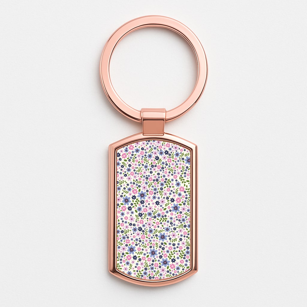 Floral Pattern - Floral Rose Gold Keyring