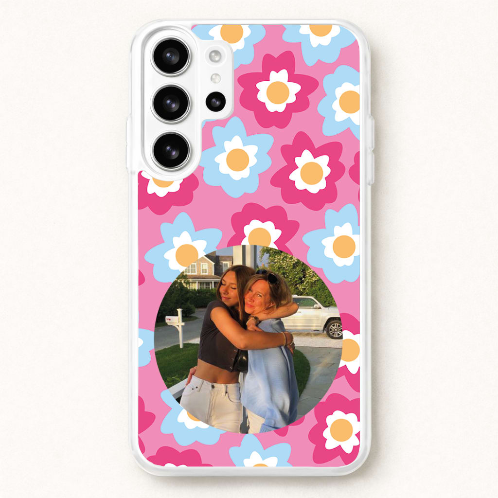 Pink And Blue Flower Pattern - Personalised Mother's Day Phone Case for Galaxy S26 Ultra