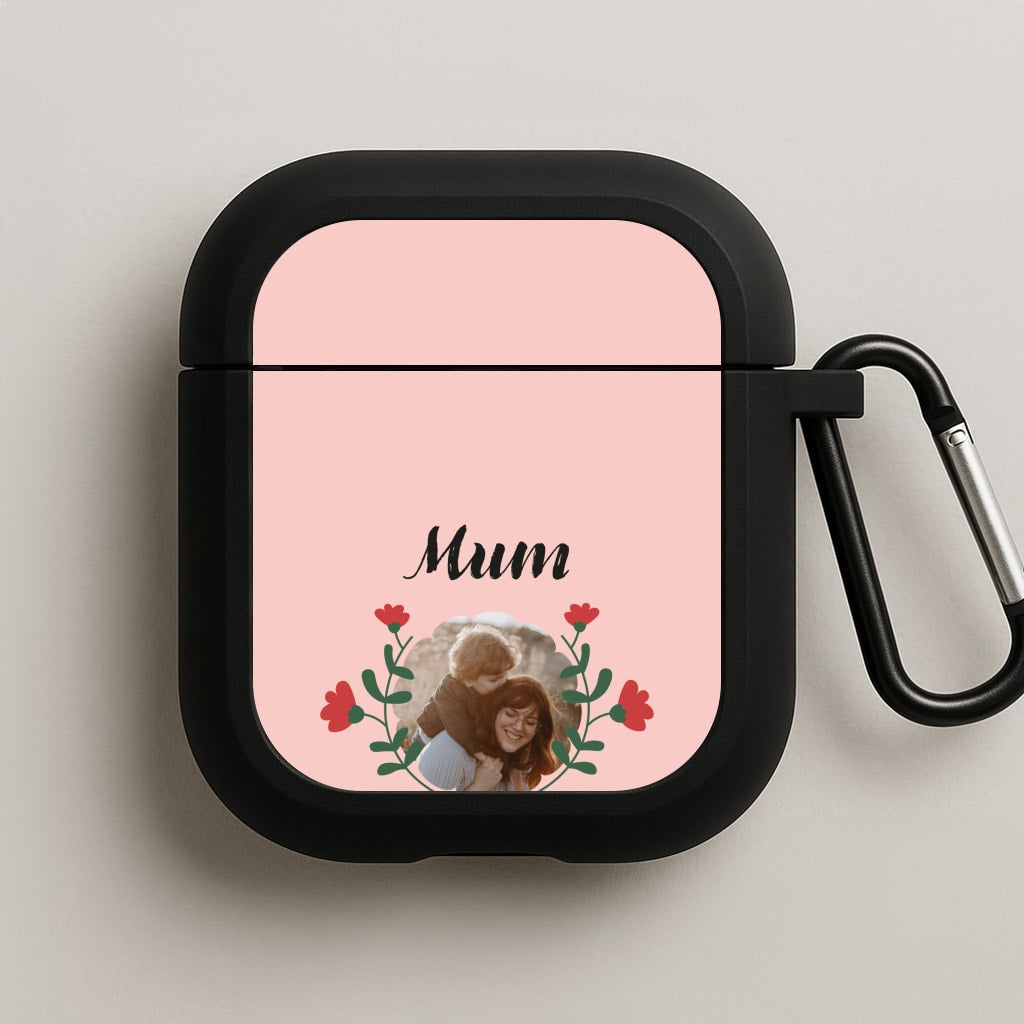 Mum Red Flowers - Personalised Mother's Day AirPods Case