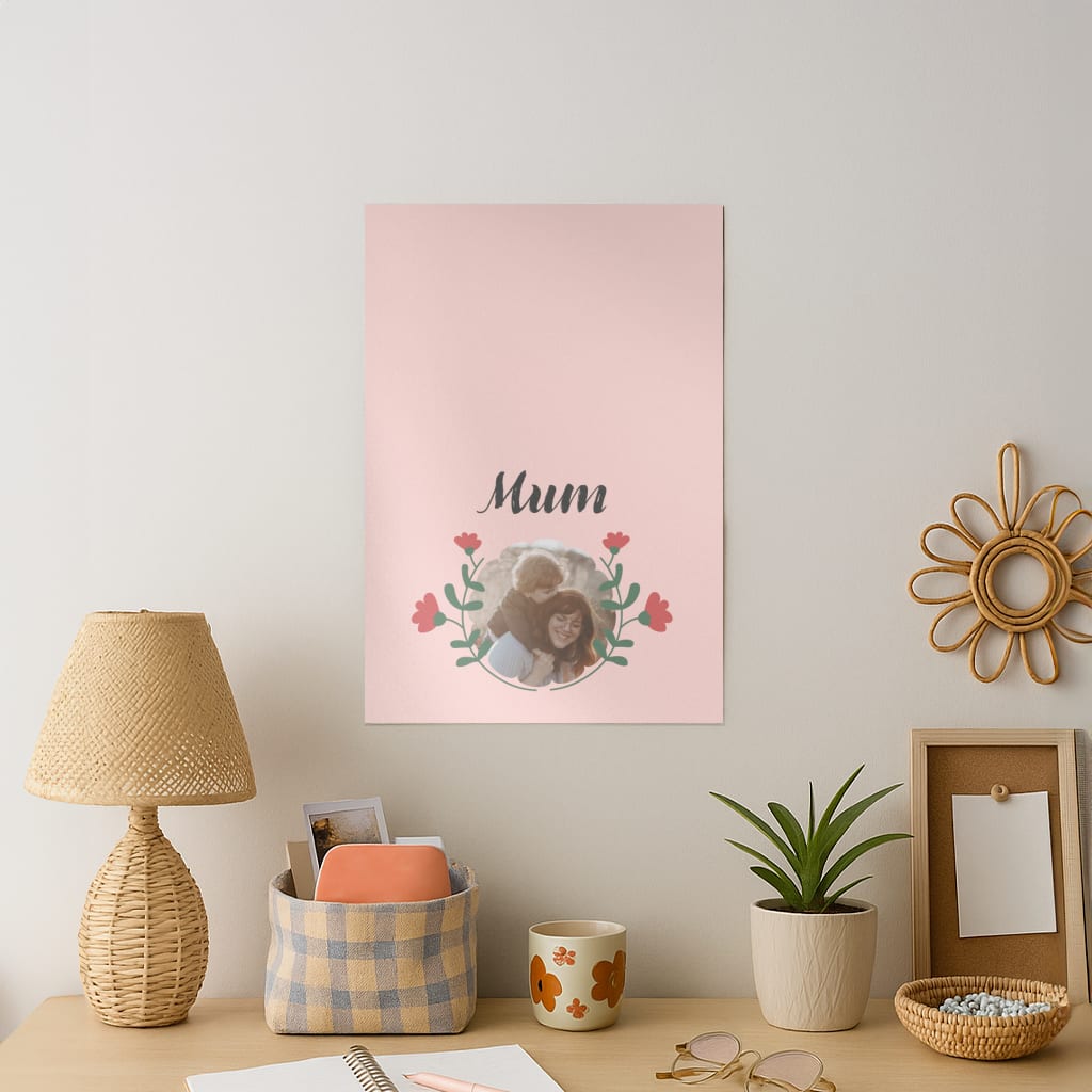 Mum Red Flowers - Personalised Mother's Day Art Print