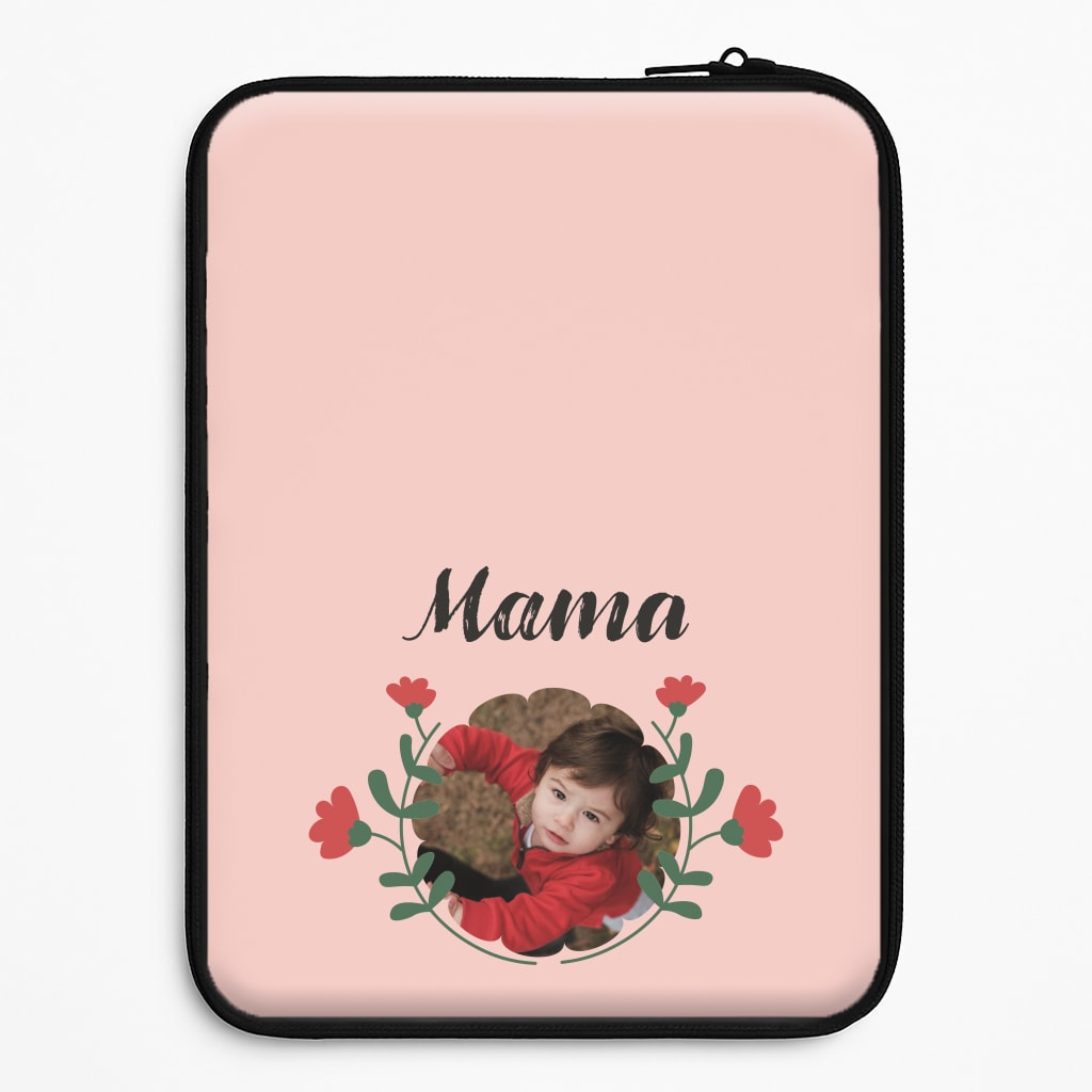 Mama Red Flowers - Personalised Mother's Day Universal Laptop Sleeve