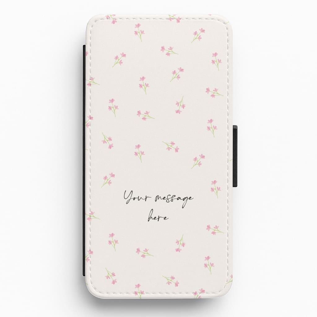 Floral Personalised Message Flip / Wallet Phone Case