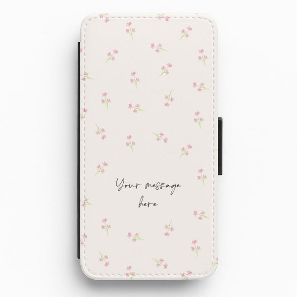 Floral Personalised Message Flip / Wallet Phone Case