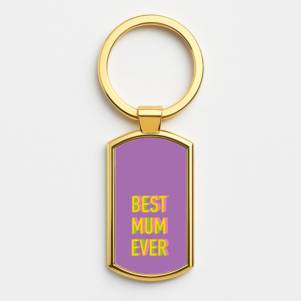 Geometric Best Mum Ever Gold Keyring