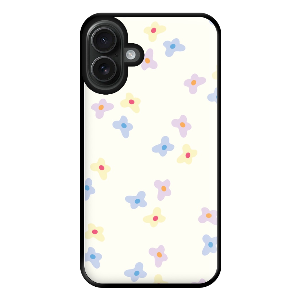 Pastel Flowers Pattern Phone Case for iPhone 16 Plus