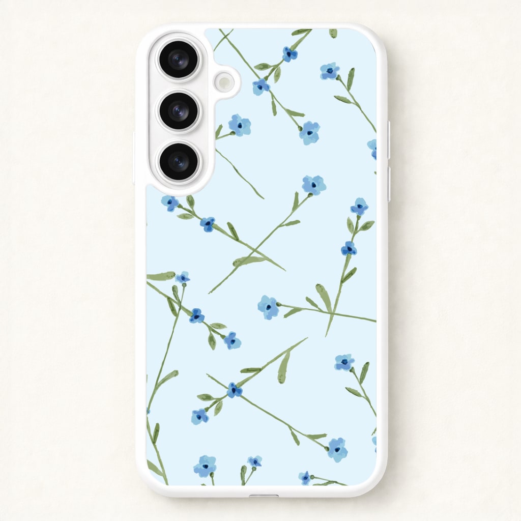 Baby Blue Floral Pattern Phone Case for Galaxy S26