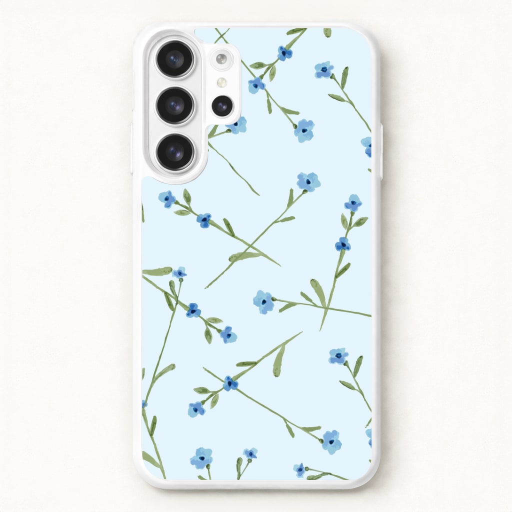Baby Blue Floral Pattern Phone Case for Galaxy S26 Ultra