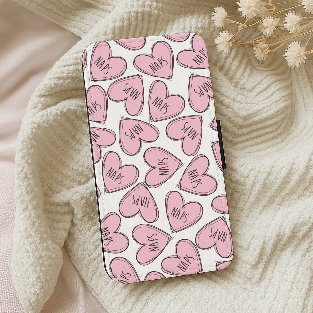 Nap Hearts, Tumblr Inspired Wallet Phone Case