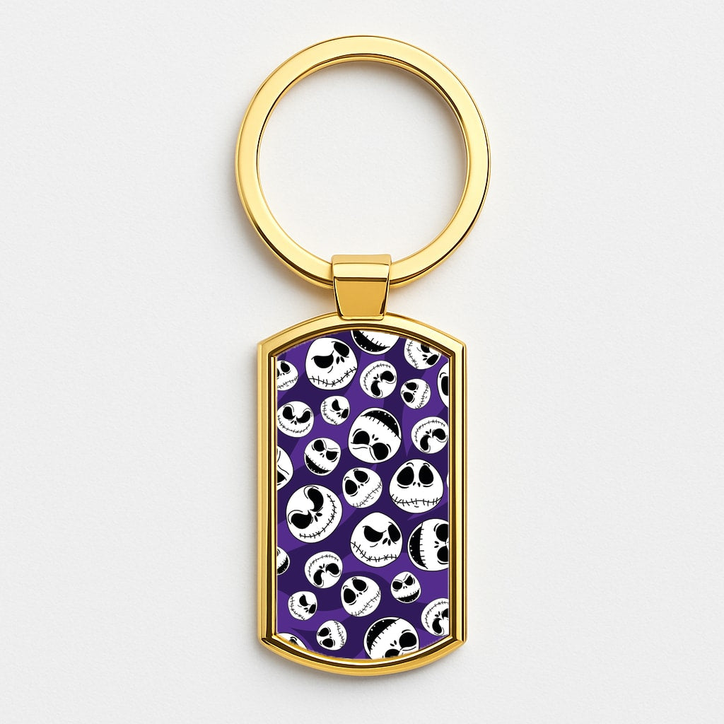 Skull Pattern Gold Keyring