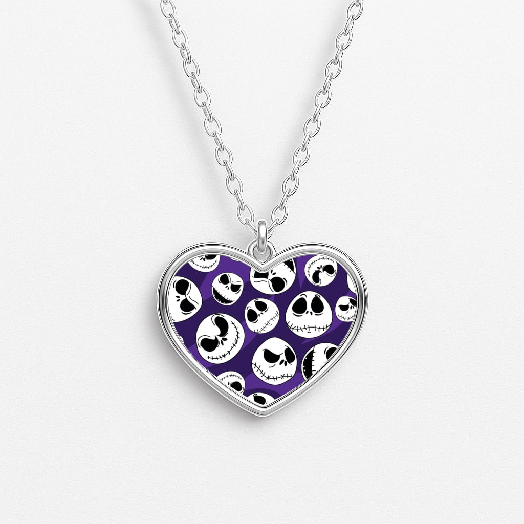 Skull Pattern Heart Necklace