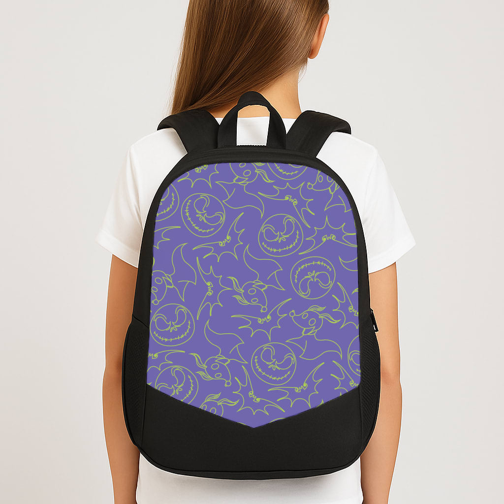 Purple And Green Pattern Large School Bag