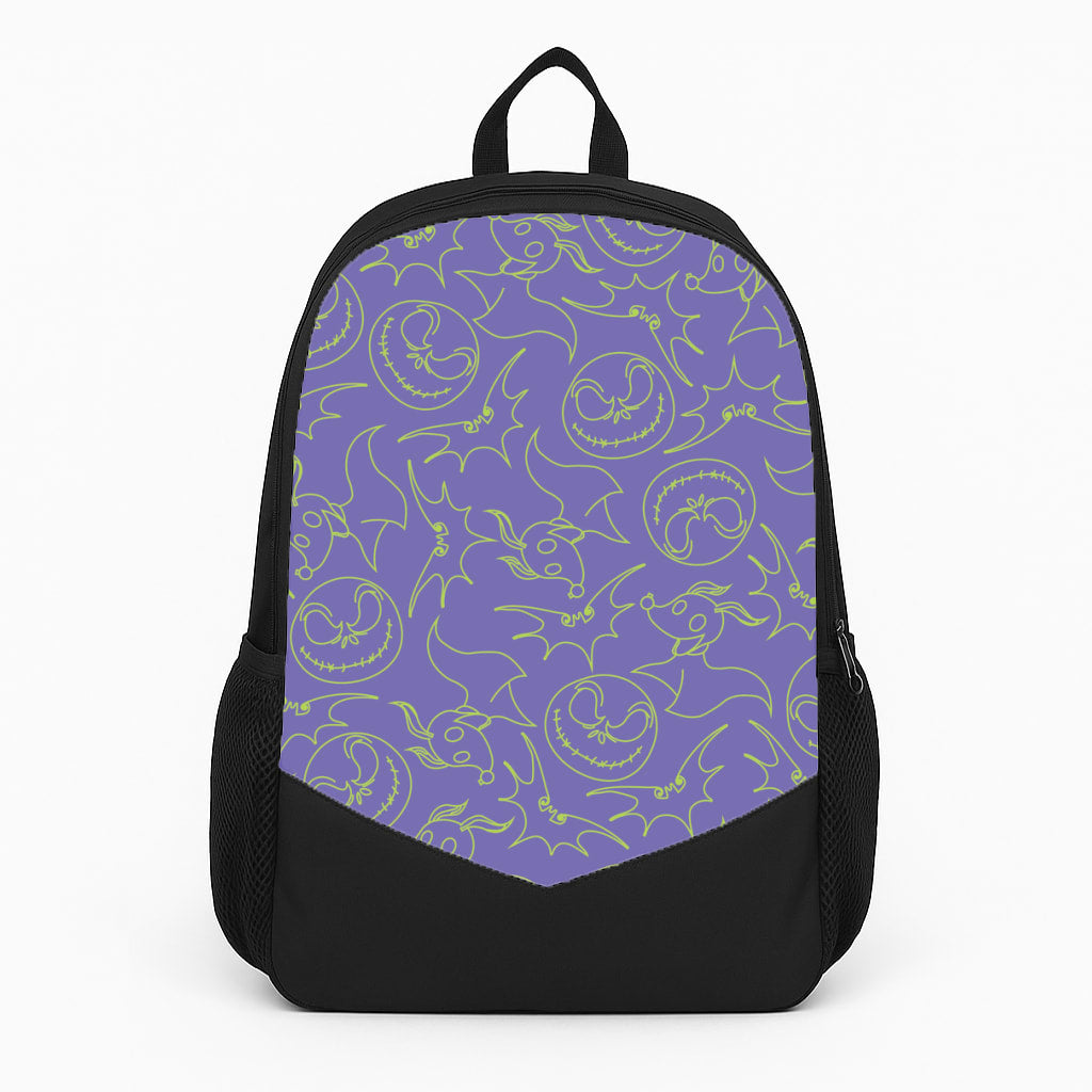Purple And Green Pattern Large Backpack