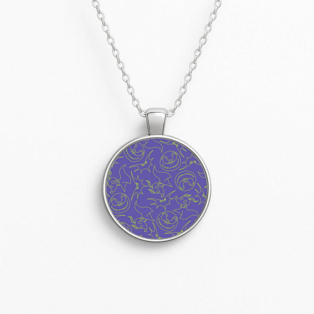 Purple And Green Pattern Circle Necklace