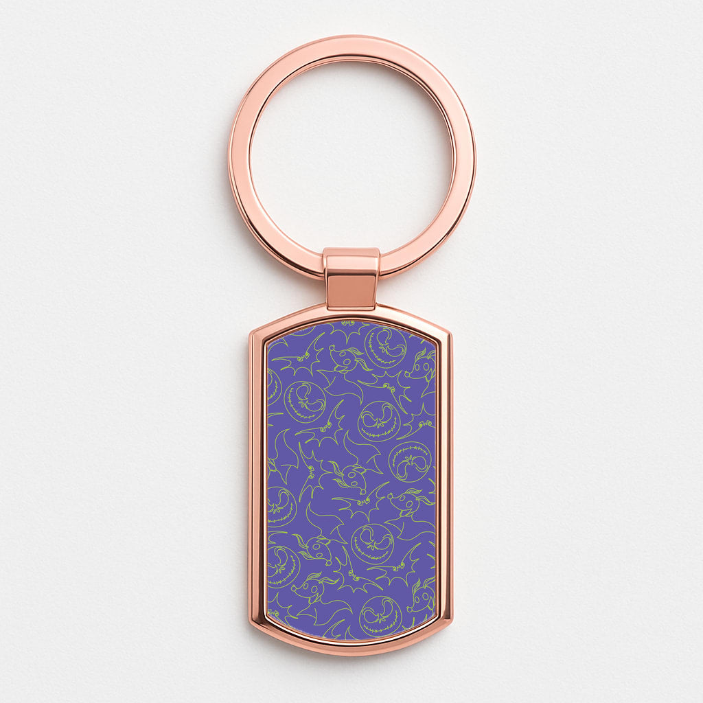 Purple And Green Pattern Rose Gold Keyring