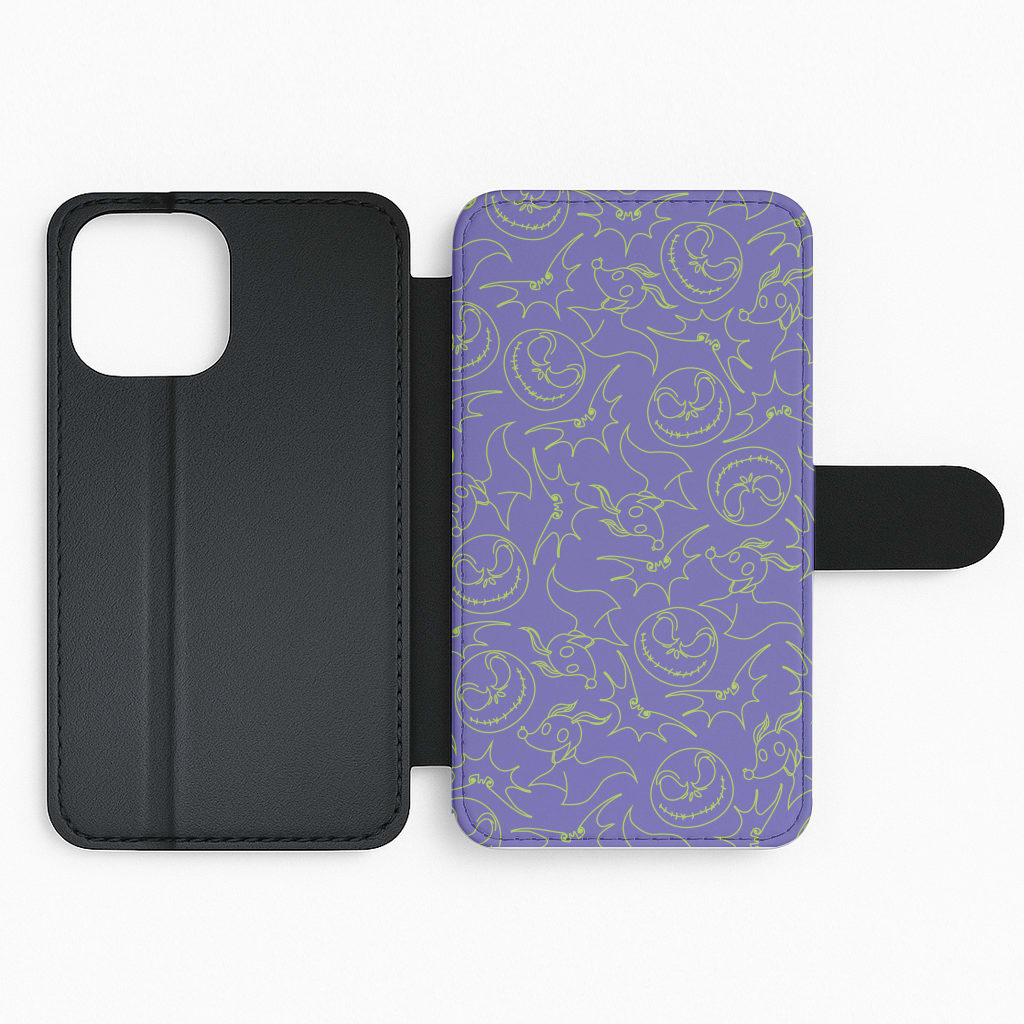 Purple And Green Pattern Flip Phone Case