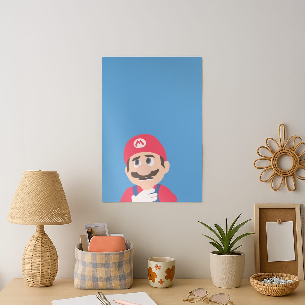 Worried Mario Art Print