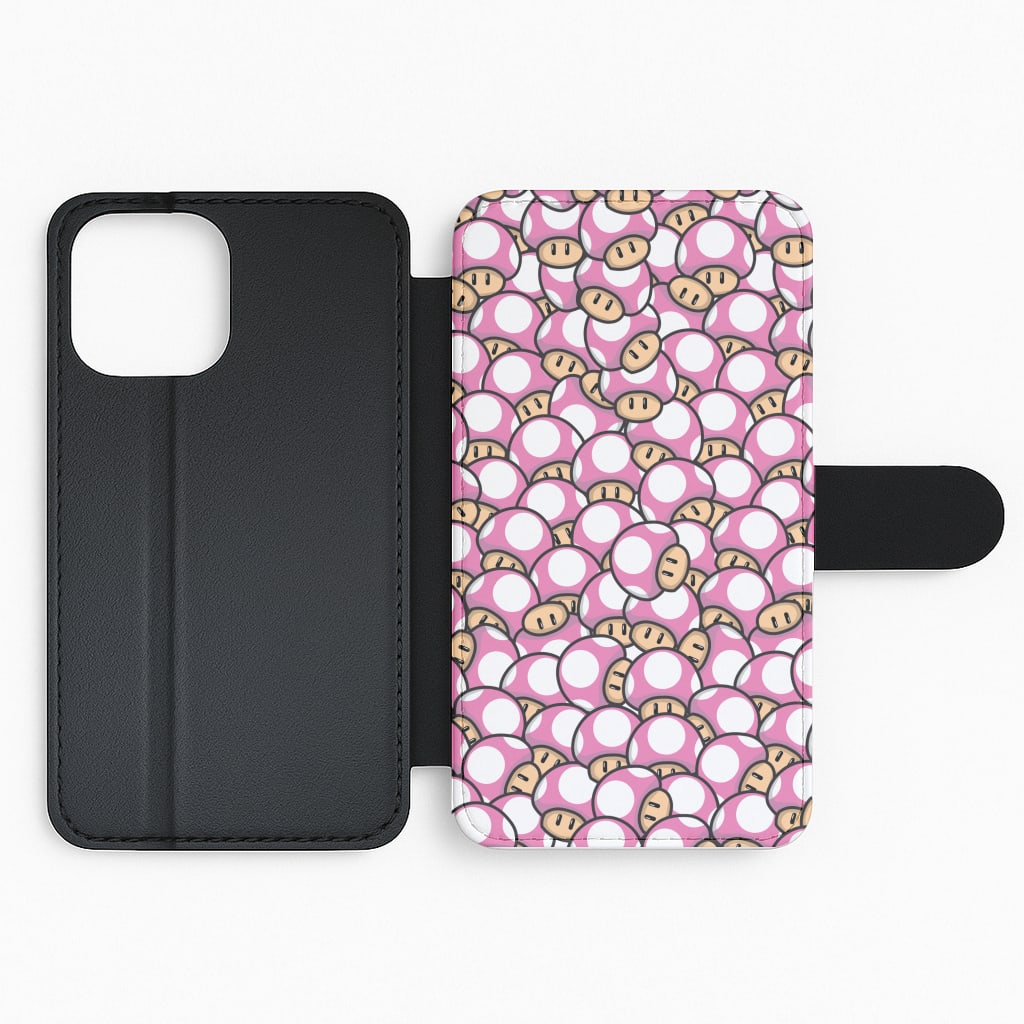 Mushroom Pattern - Pink Flip Phone Case