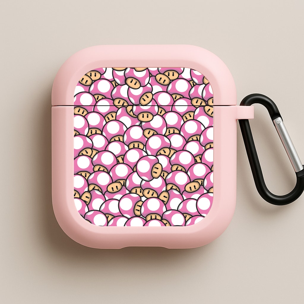 Mushroom Pattern - Pink Pink AirPods Case