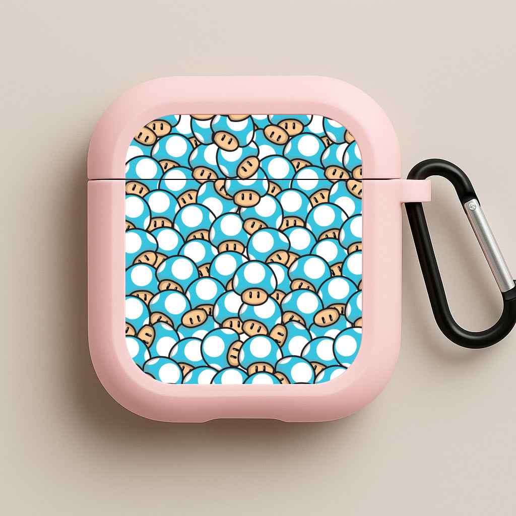 Mushroom Pattern - Light Blue Pink AirPods Case