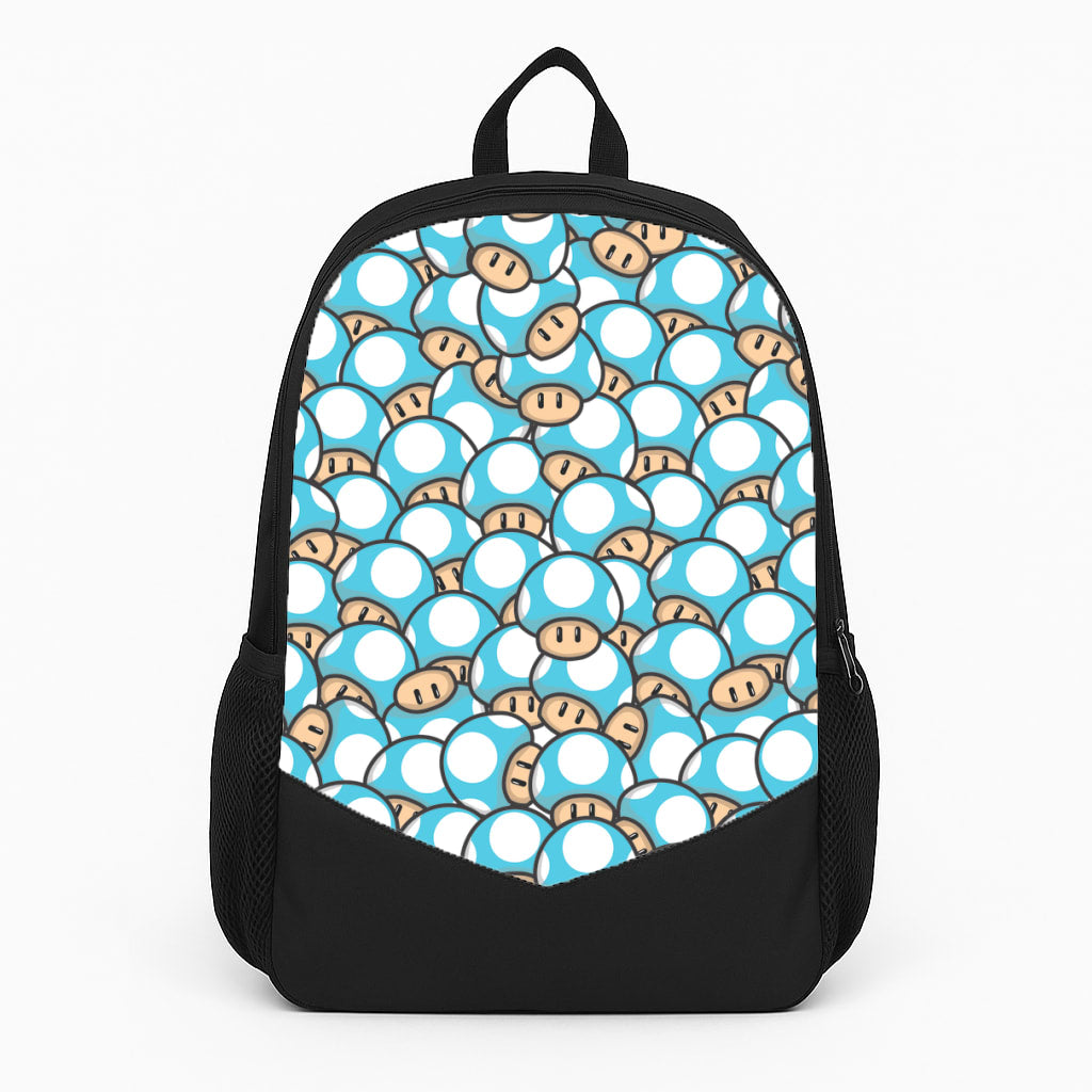 Mushroom Pattern - Light Blue Large Backpack