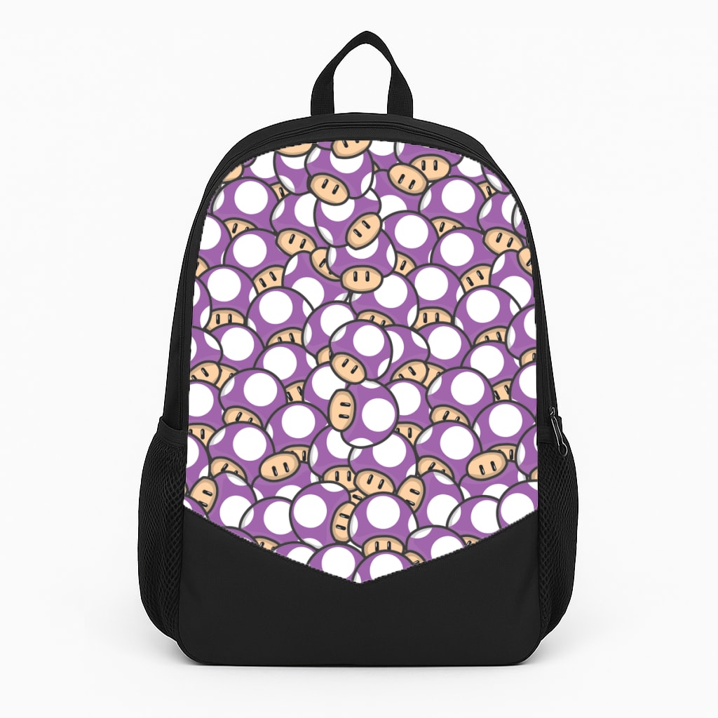 Mushroom Pattern - Purple Large Backpack