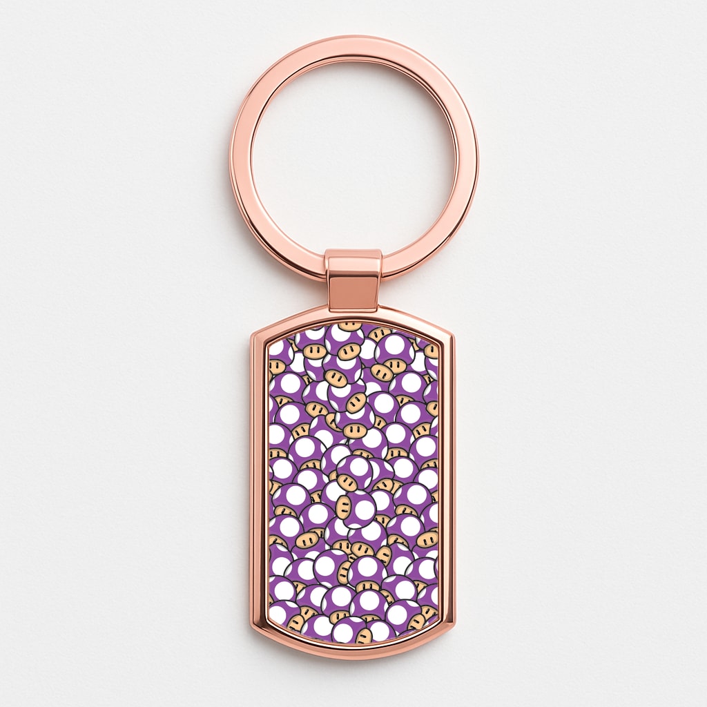 Mushroom Pattern - Purple Rose Gold Keyring