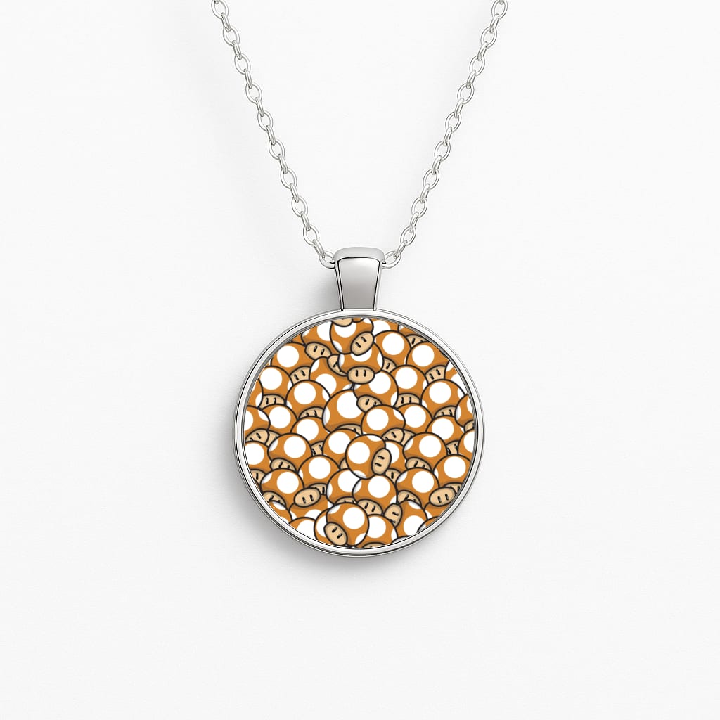 Mushroom Pattern - Orange Necklace