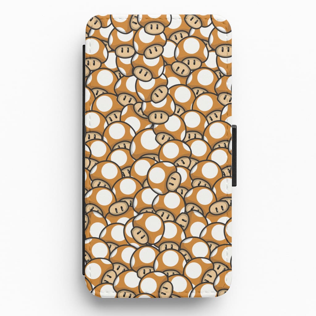 Mushroom Pattern - Orange Flip / Wallet Phone Case