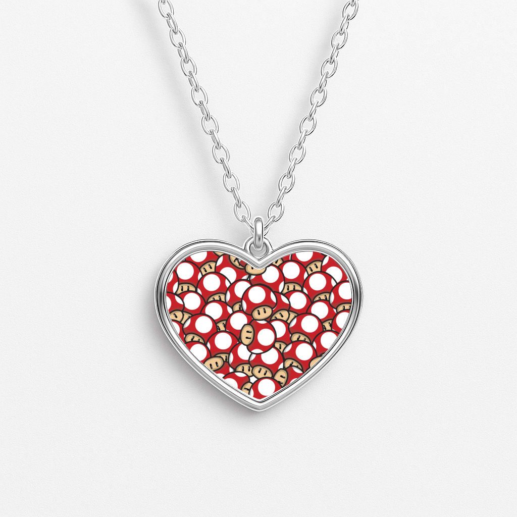 Mushroom Pattern - Red Necklace