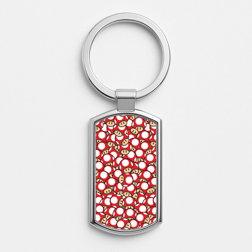 Mushroom Pattern - Red Luxury Keyring