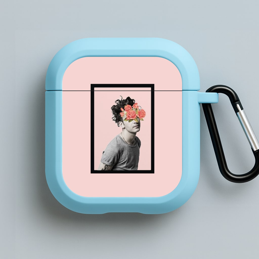 Matt - 1975 Flower Cencored Blue AirPods Case