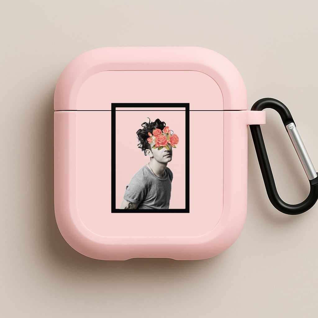 Matt - 1975 Flower Cencored Pink AirPods Case