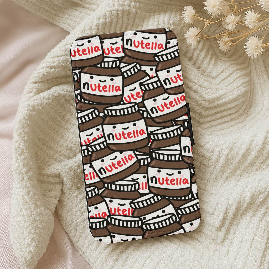 Cute Nutella Pattern Wallet Phone Case