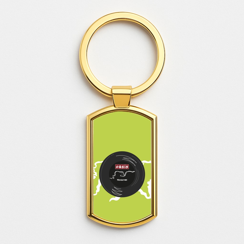 Wonderwall Record Gold Keyring