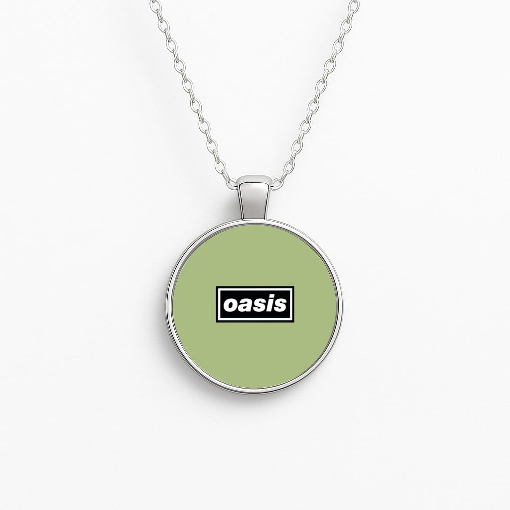 Band Name Green Circle Necklace