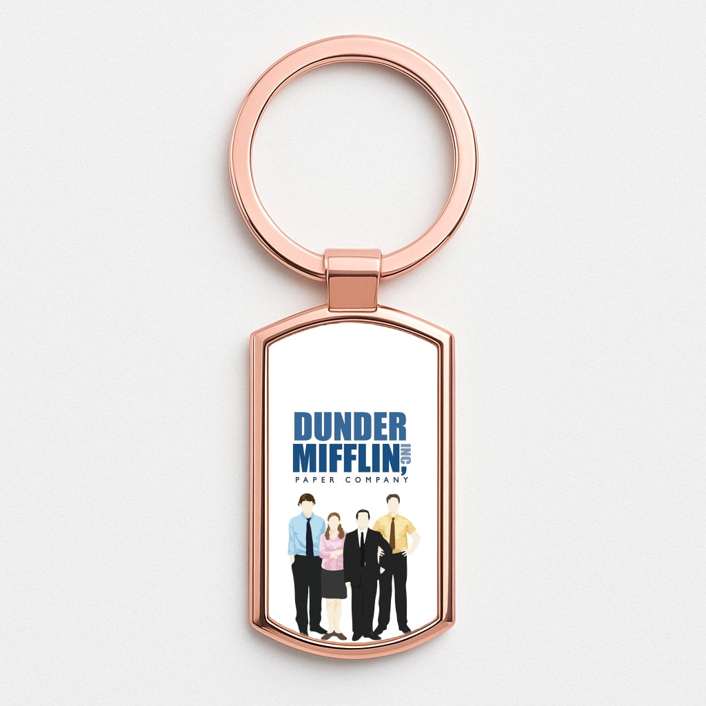 Office Cartoon - Dunder Mifflin Rose Gold Keyring