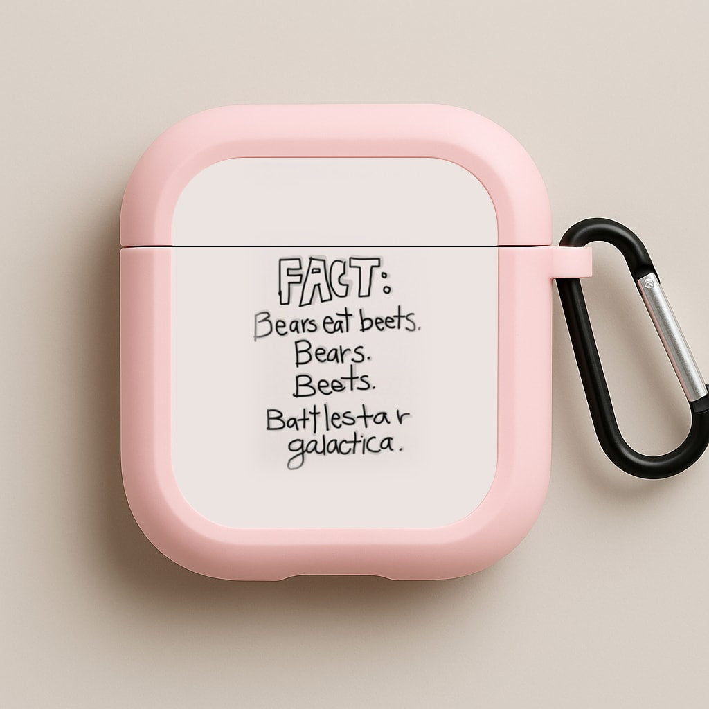 Fact - Bears Eat Beets - Bears, Beets, Battlestar Galactica Pink AirPods Case