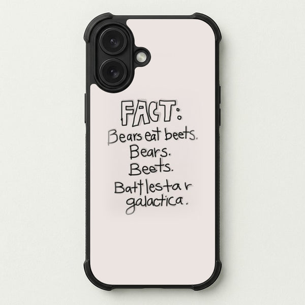 Fact - Bears Eat Beets - Bears, Beets, Battlestar Galactica Phone Case — Bumper case