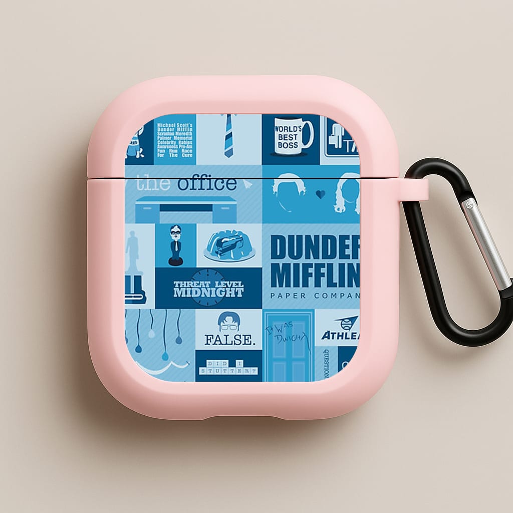Office Blue Patchwork Pink AirPods Case