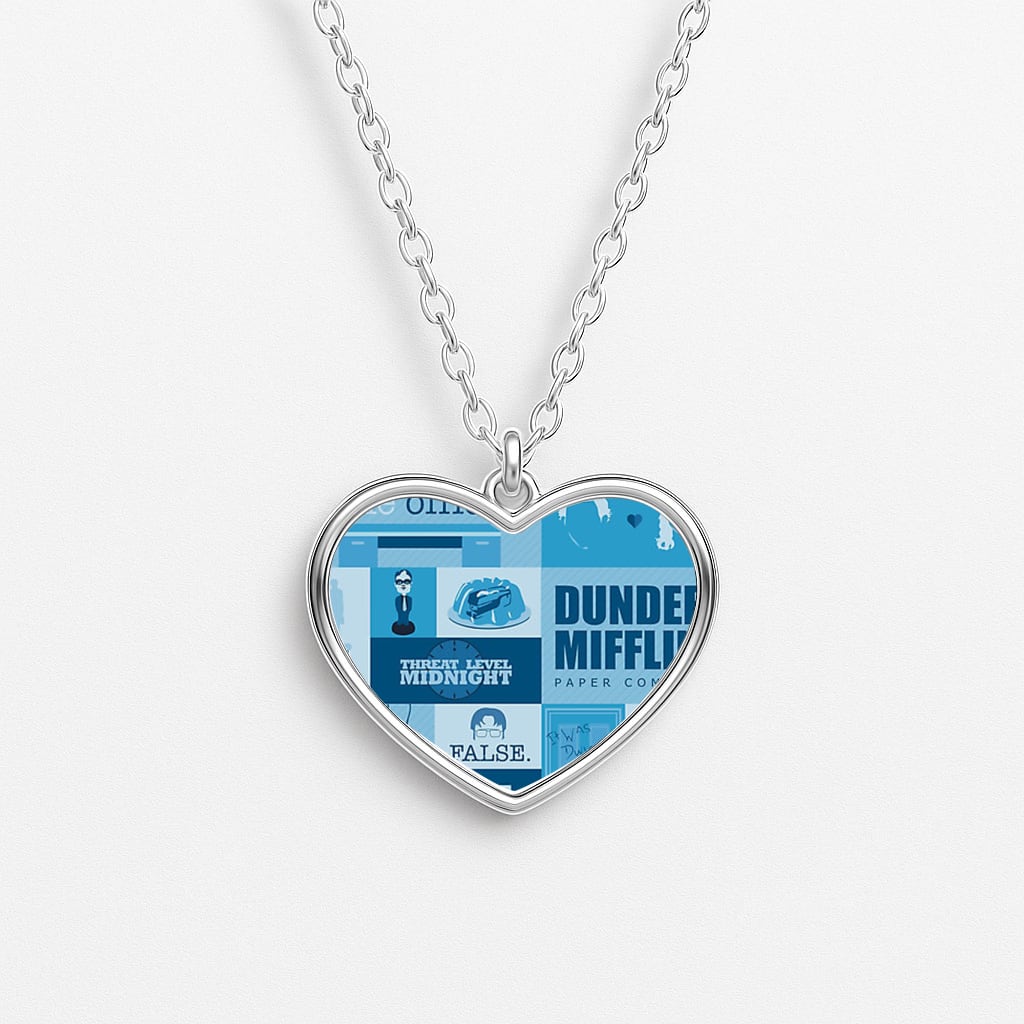 Office Blue Patchwork Heart Necklace