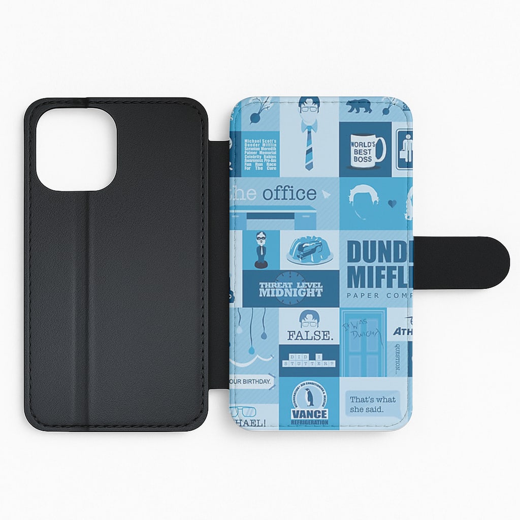 Office Blue Patchwork Flip Phone Case