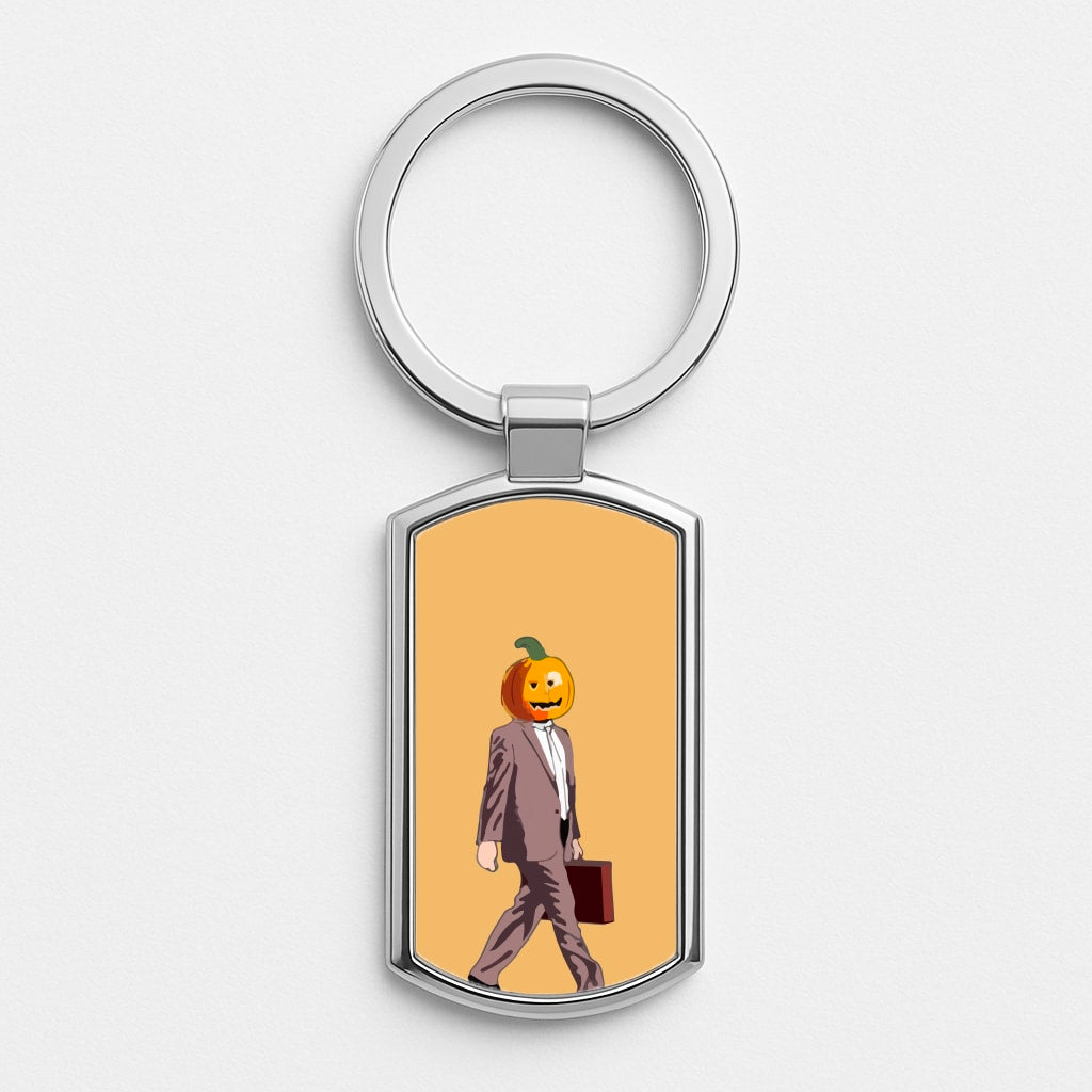 Dwight Pumpkin Head Silver Keyring
