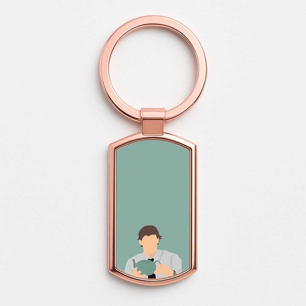 Jim's Tea Pot For Pam Rose Gold Keyring