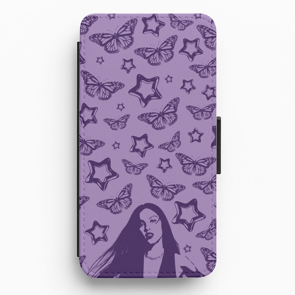 Stars And Butterflies Pattern Flip / Wallet Phone Case
